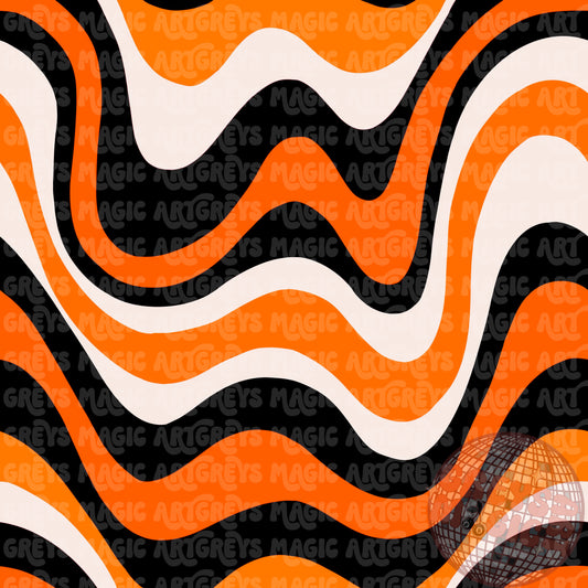 Orange Black & White Groovy Lines Seamless File