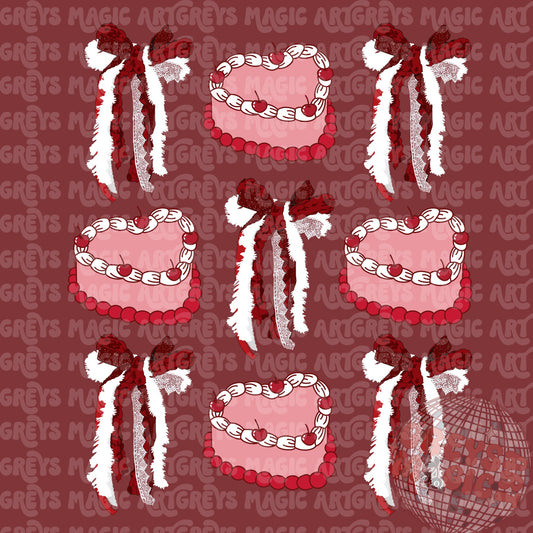 Vday Cake Bows PNG