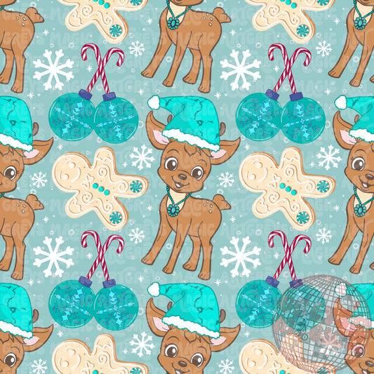 Blue Western Reindeer Seamless File