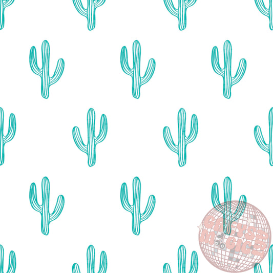 Turquoise And White Cactus Seamless File