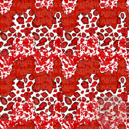 Red Western Cowprint Marble Concho Lines Seamless File