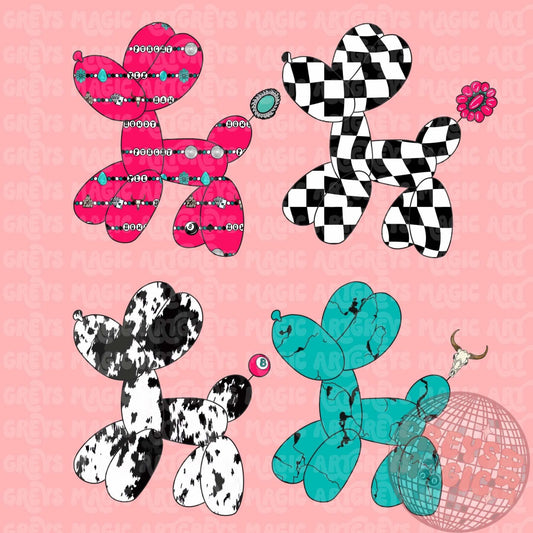 Retro Western Balloon Dog PNG