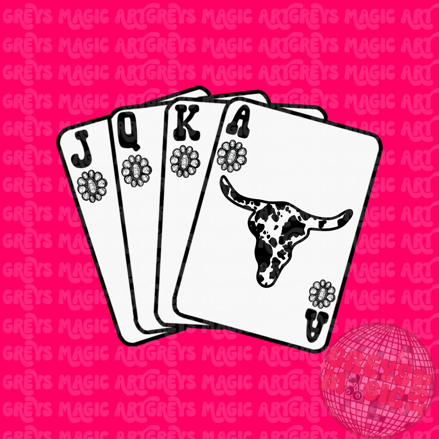 Black And White Bull Concho Cards PNG