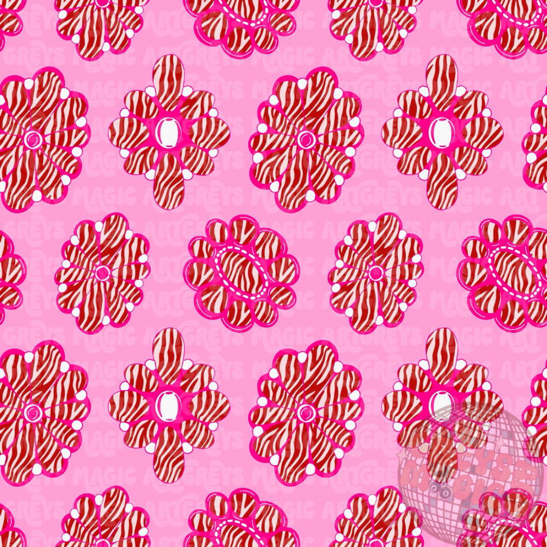 Pink And Red Zebra Conchos Seamless File