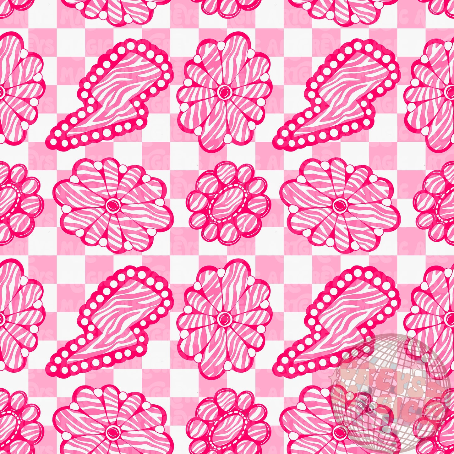 Pink Zebra Checkered Conchos Seamless File