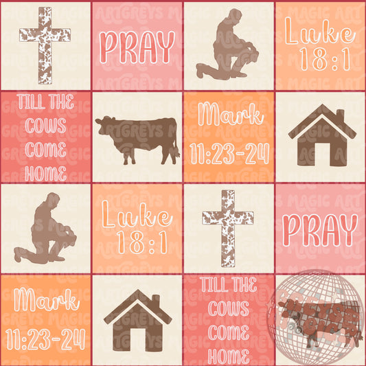 Pink Pray Till The Cows Come Home Seamless File