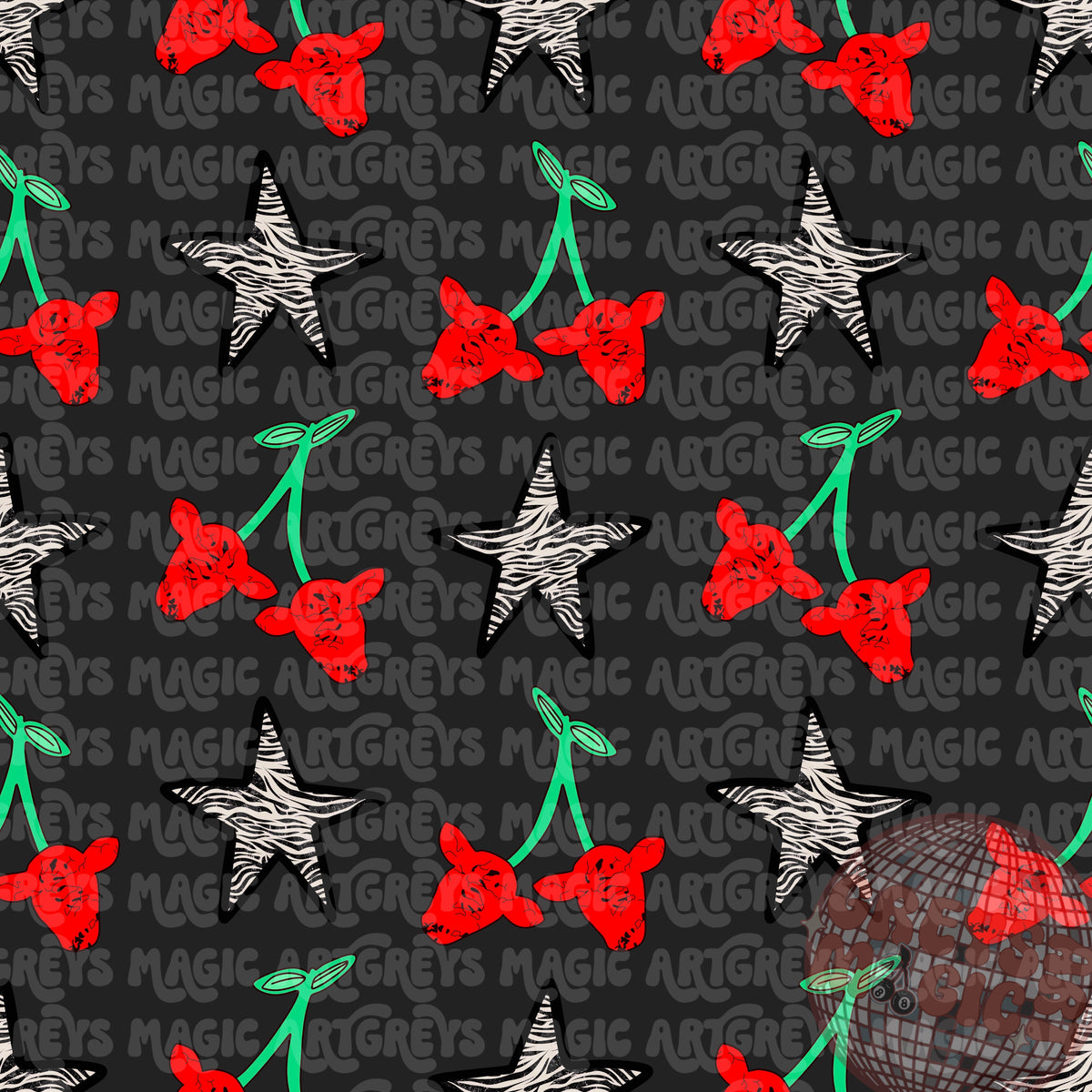 Red Cowhead Cherries Zebra Star Seamless File