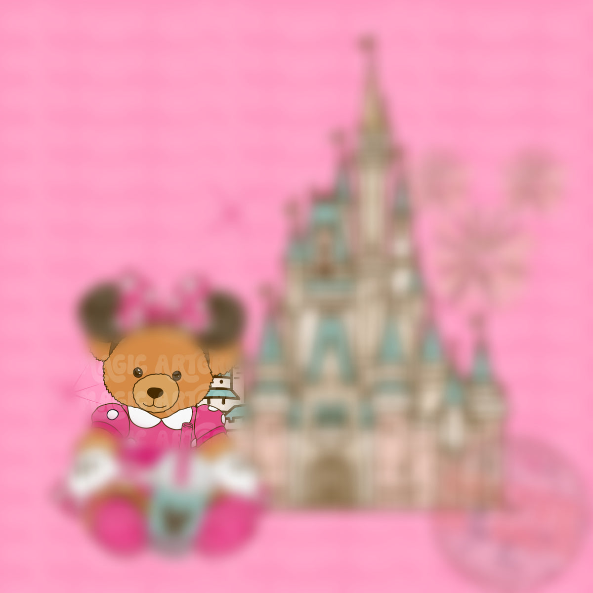 Girl Mouse Bear And Castle PNG