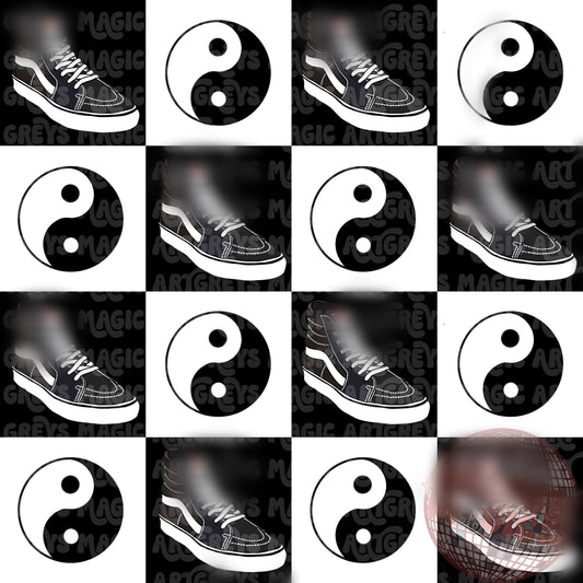 Checkered Yinyang Skater Shoes Seamless File