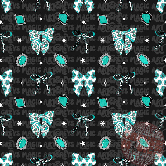 Turquoise Western Bows And Conchos Seamless File