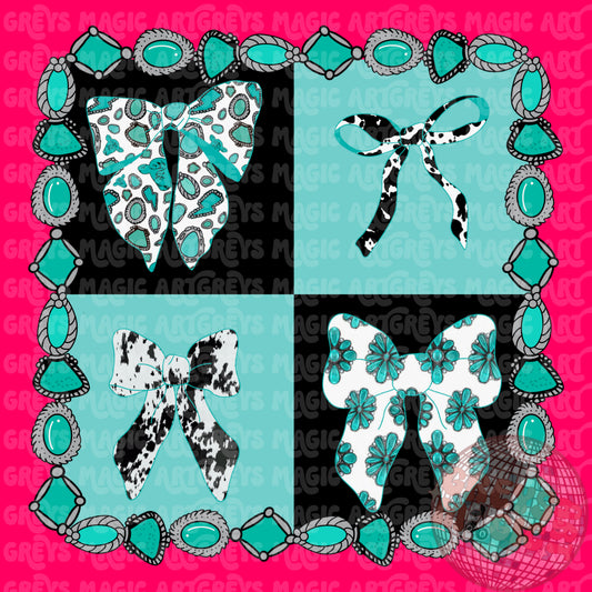 Concho Checkered Western Bows PNG