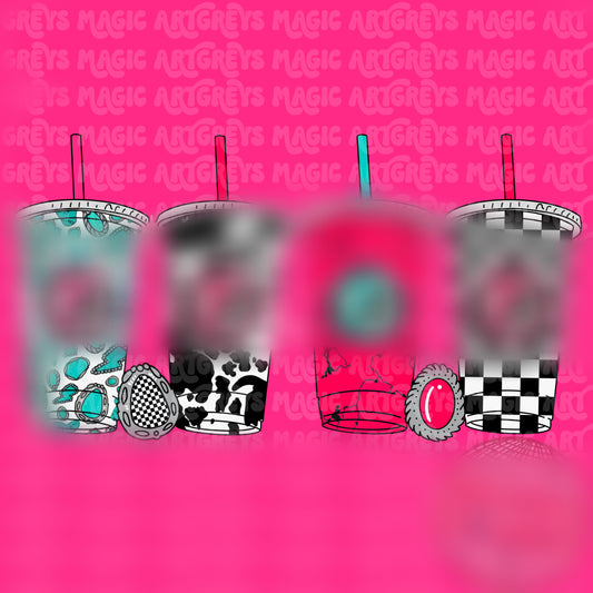 Pink And Turquoise Western 7B PNG