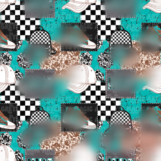 Girl Western Patchwork Hat Bag Shoes Seamless File