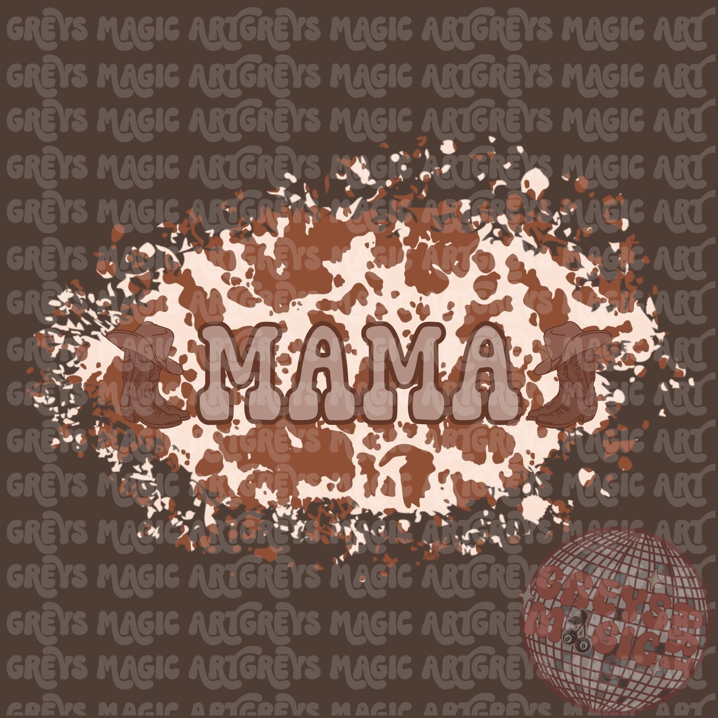 Brown Cowhide Mama PNG