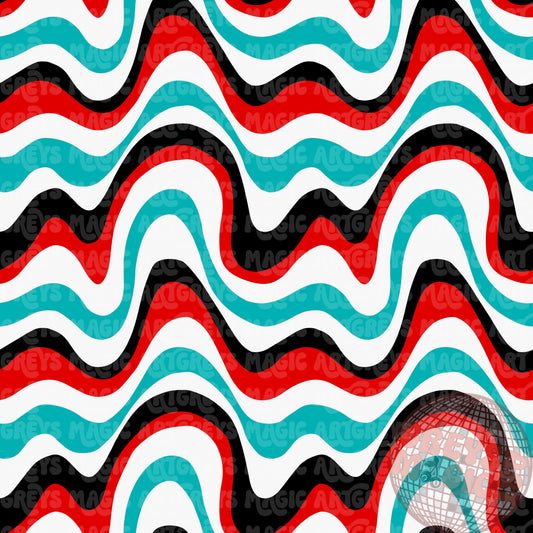 Corgi Dog Red Turquoise Black White Swirl Coord Seamless File