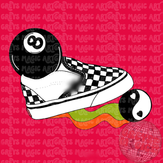 Girl Checkered Retro Shoe PNG