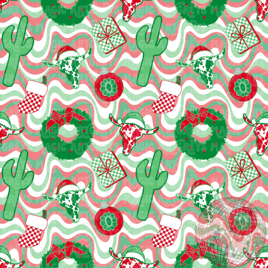 Western Groovy Swirl Christmas Mashup Seamless File