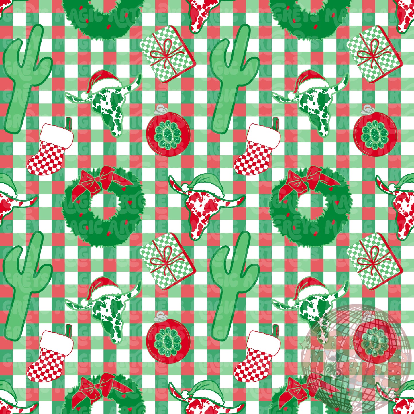 Western Christmas Checkered Seamless File