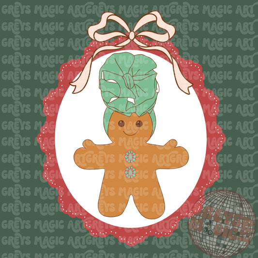 Big Bow Gingerbread Lady PNG