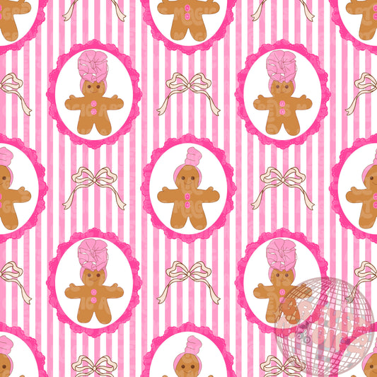 Pink Gingerbread Lady Bow Seamless File