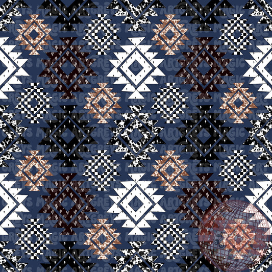 Navy Blue Cowprint Aztec Seamless File