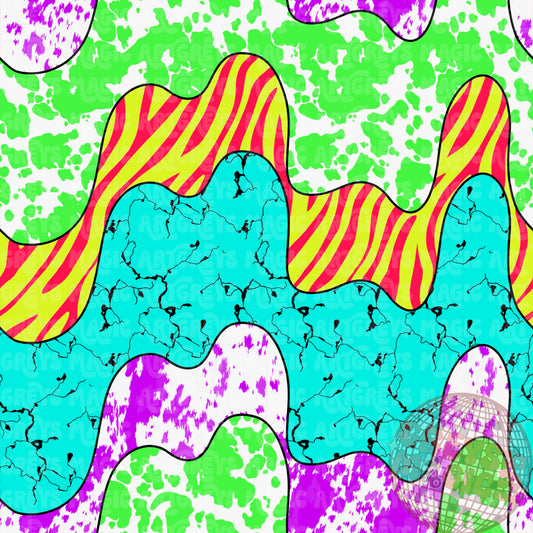 Neon Cowprint Marble Stone Zebra Drippy Lines Seamless File