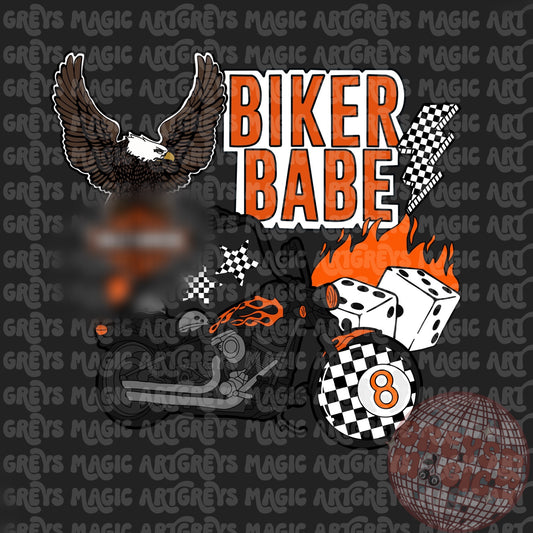 Orange Biker Babe Mash Up PNG