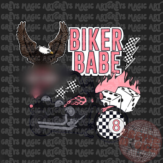 Pink Biker Babe Mash Up PNG