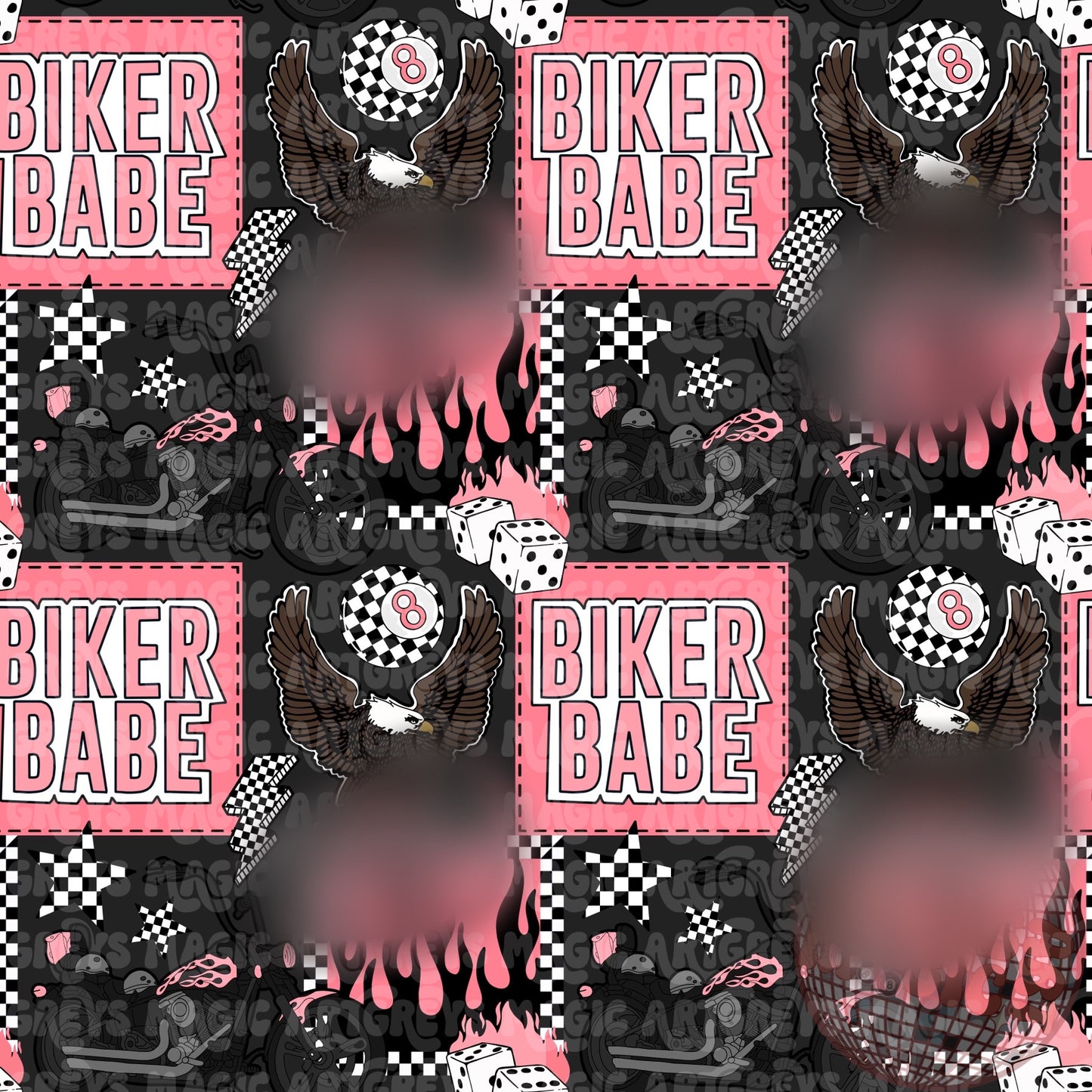 Pink Biker Babe Mash Up Seamless File