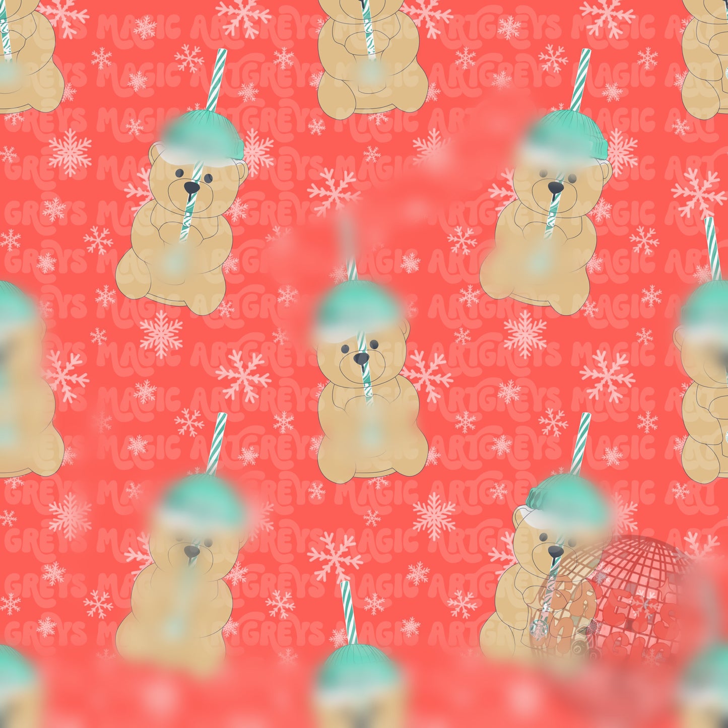 Red Bearista Bear Seamless File