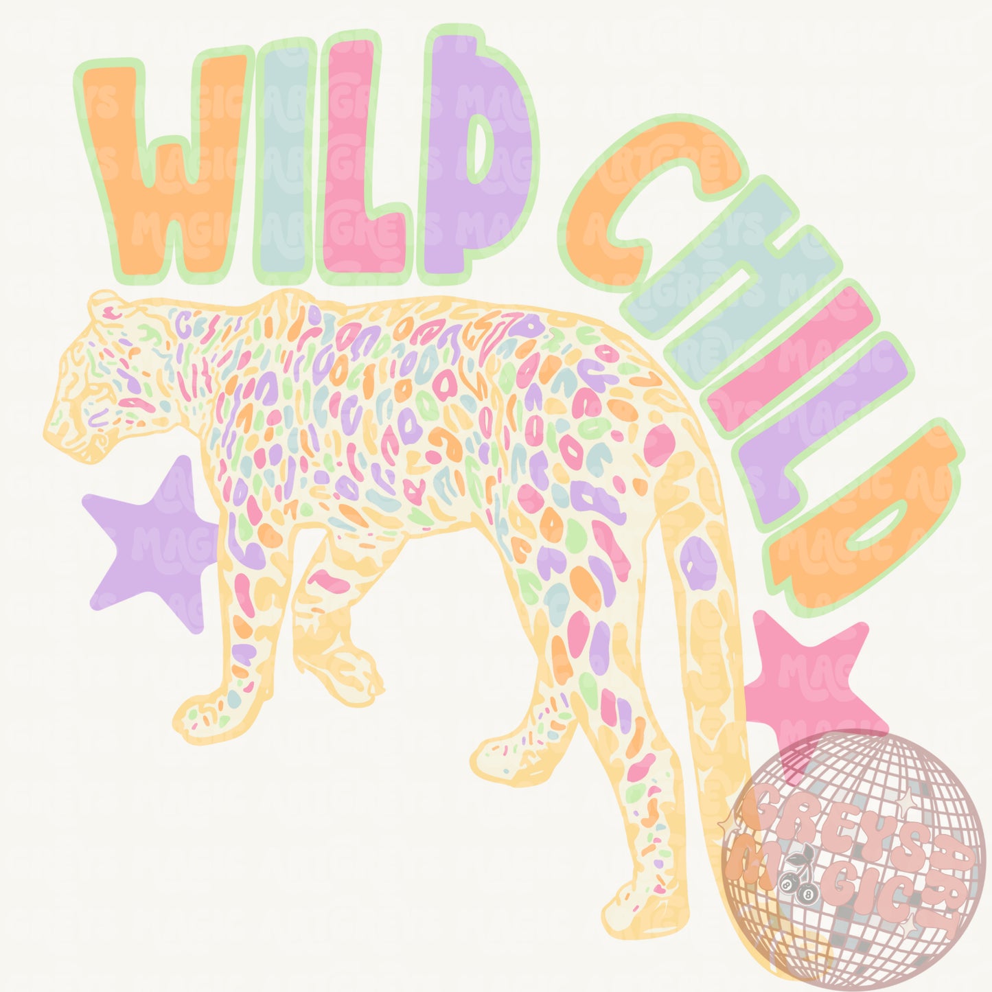 Pastel Cheetah Wild Child PNG