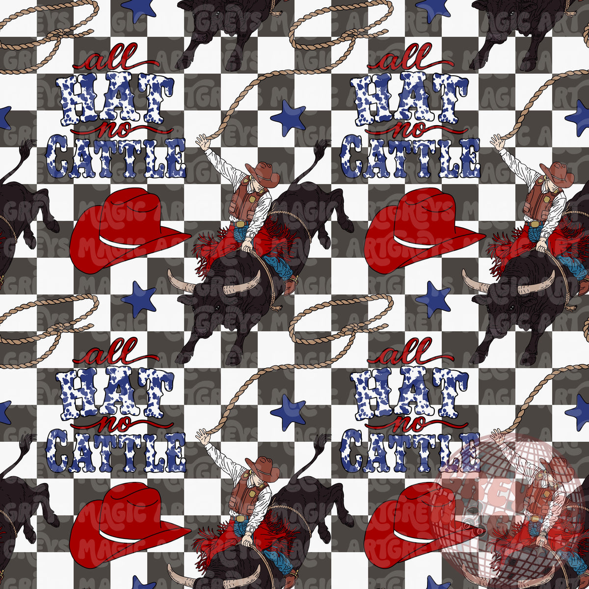 Checkered All Hat No Cattle Seamless File