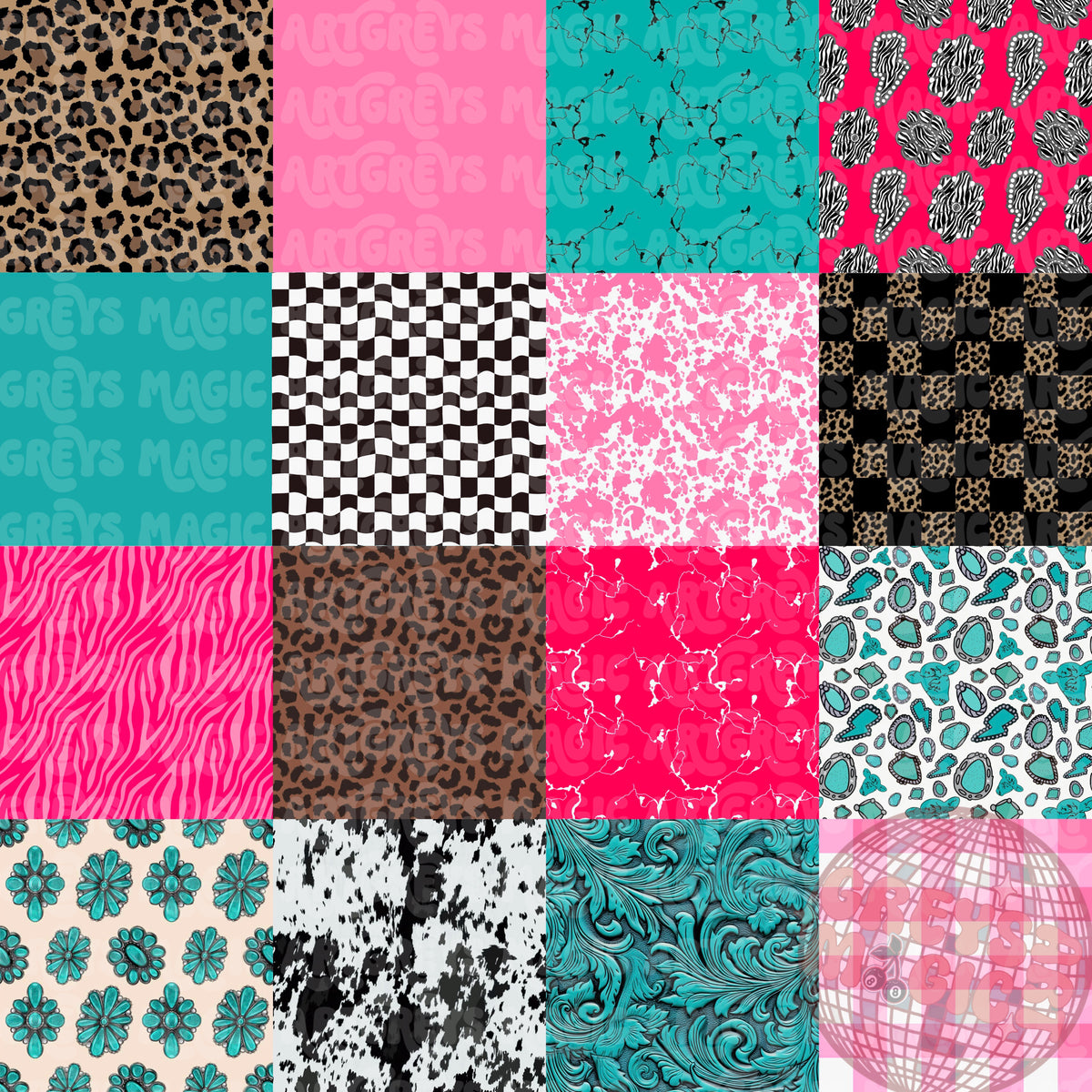 Pink Turquoise Western Checkered Seamless File