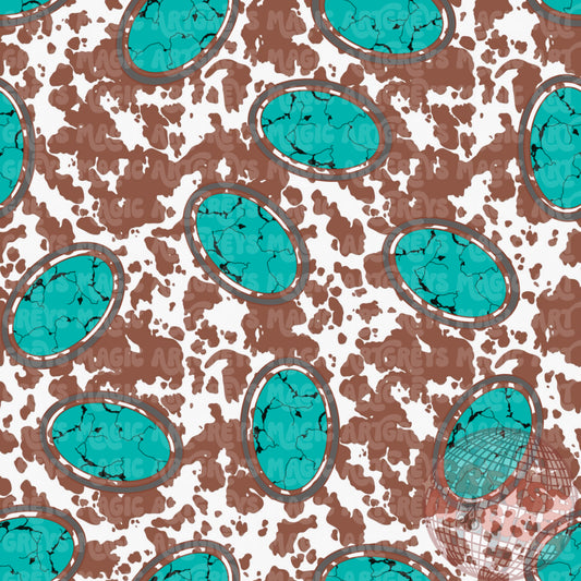 Cowprint Concho Turquoise Stone Seamless File