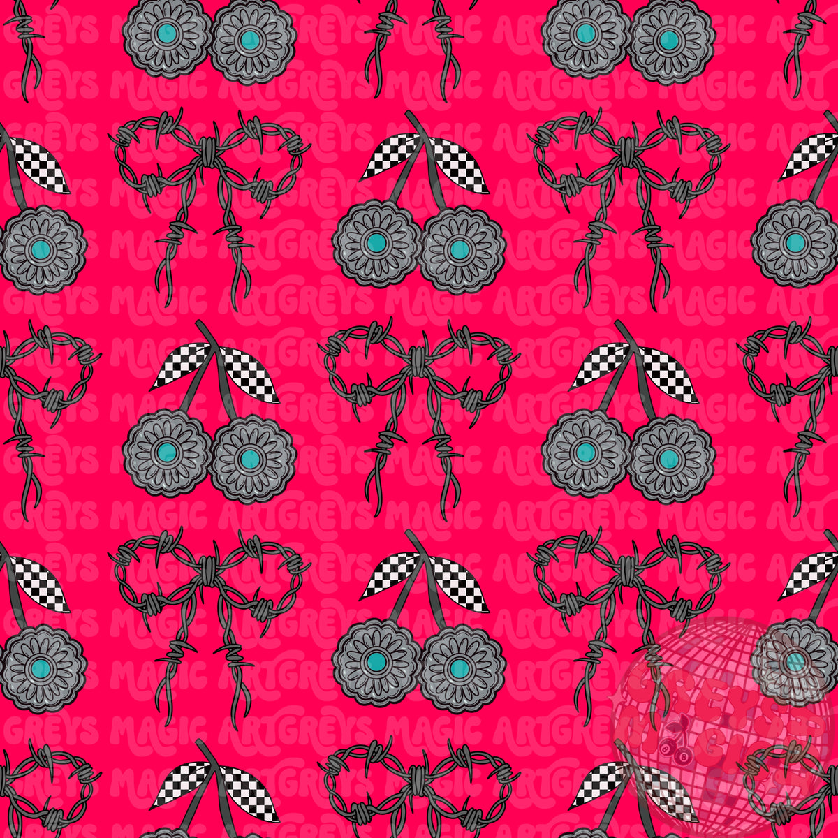 Barb Wire Bows & Cherry Conchos Seamless File