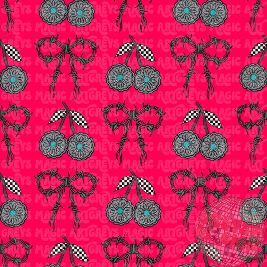 Barb Wire Bows & Cherry Conchos Seamless File