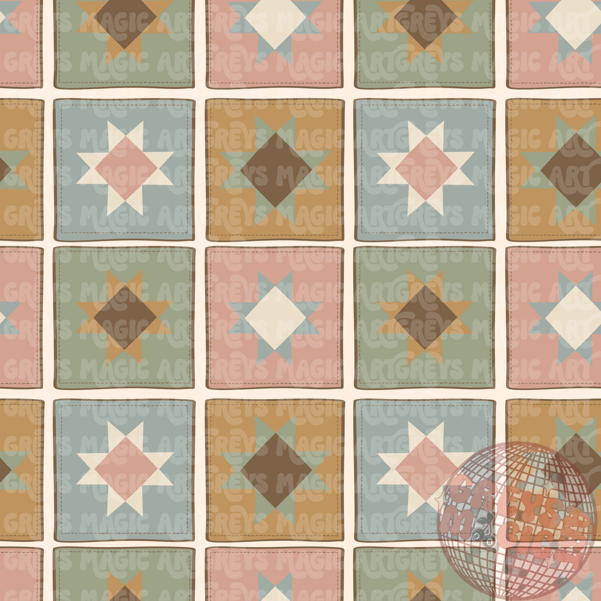 Fall Square Triangle Patches Seamless File
