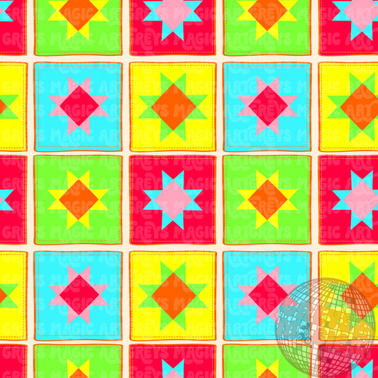 Neon Triangle Square Patches Seamless File