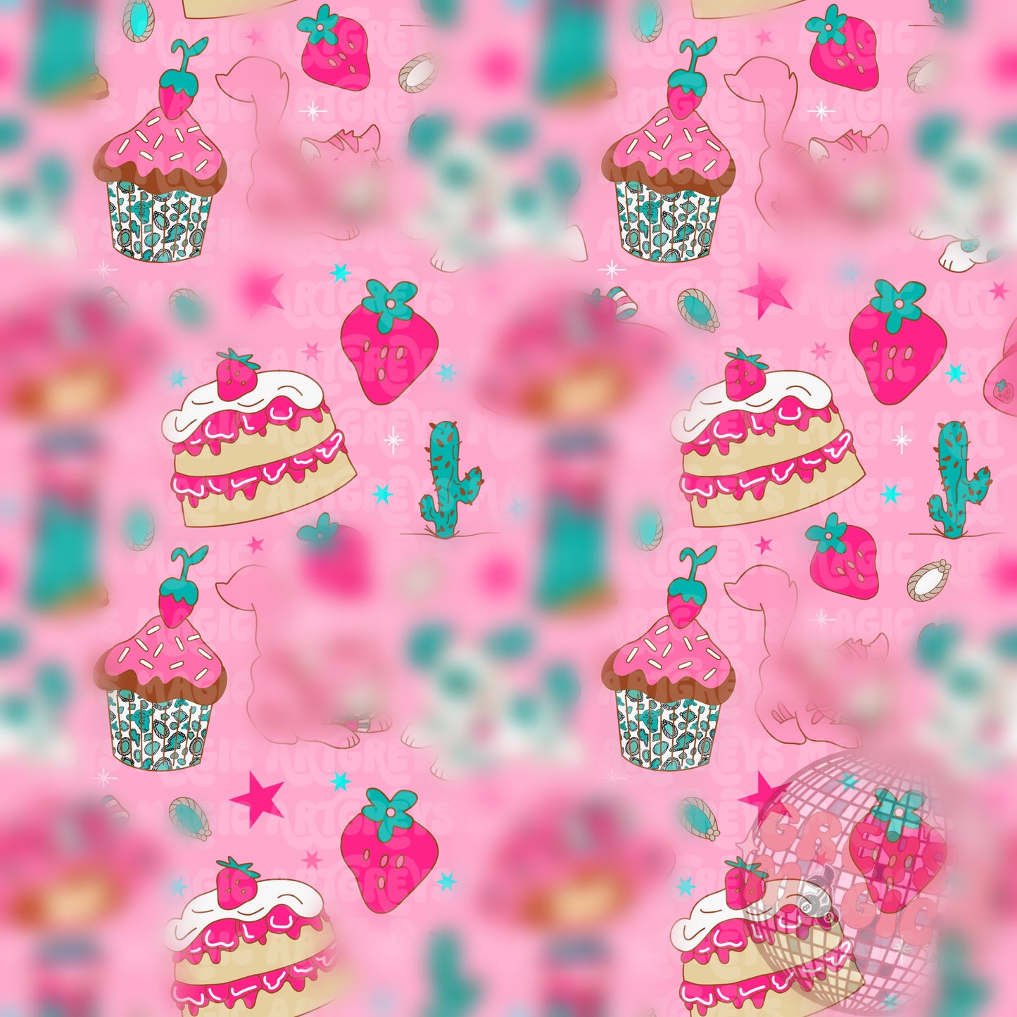 Western Strawberry Cake Girl Seamless File