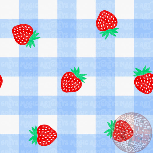 Strawberry Blue Gingham Seamless File