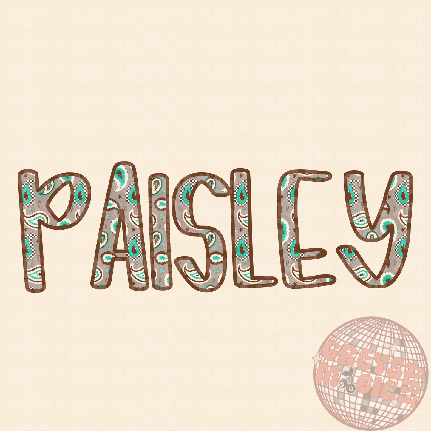 Custom Name Paisley PNG