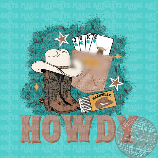 Howdy Jean Pocket Playing Cards Cowboy Boots Hat PNG