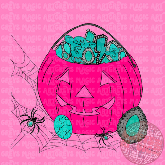 Concho Pink Pumpkin Basket PNG