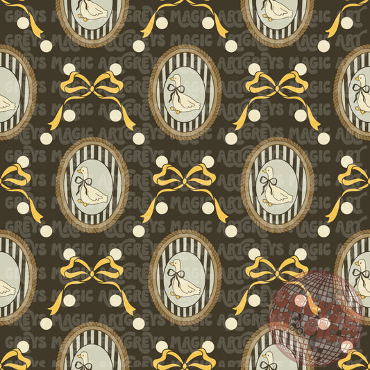 Vintage Goose Mirror And Bow Diamond Seamless File
