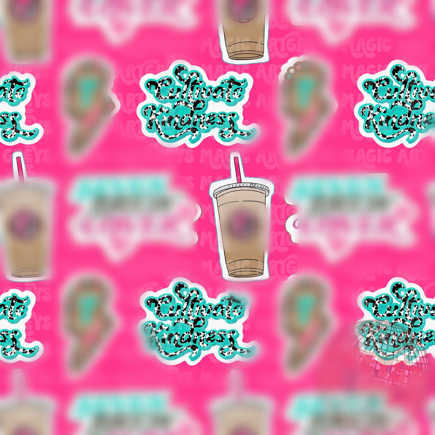 Western Pink Cultivating Kindness Coffee Sticker Seamless File