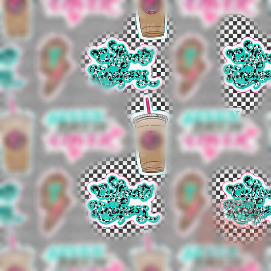Western Checkered Cultivate Kindness Coffee Stickers Seamless File