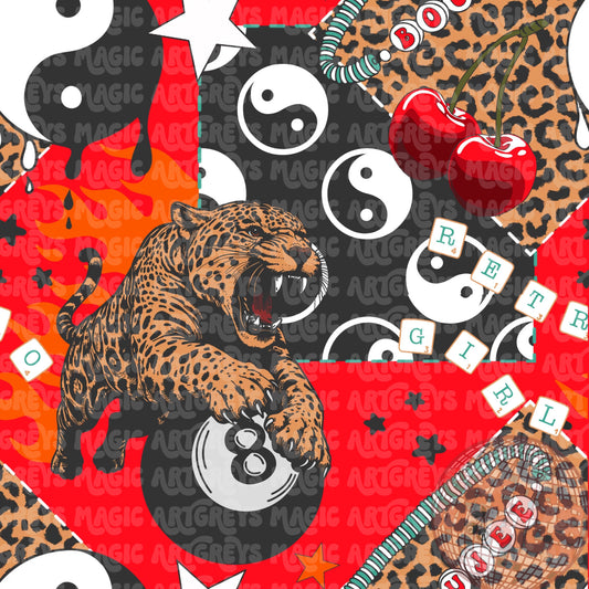 Retro Girl Leopard Patchwork Seamless File