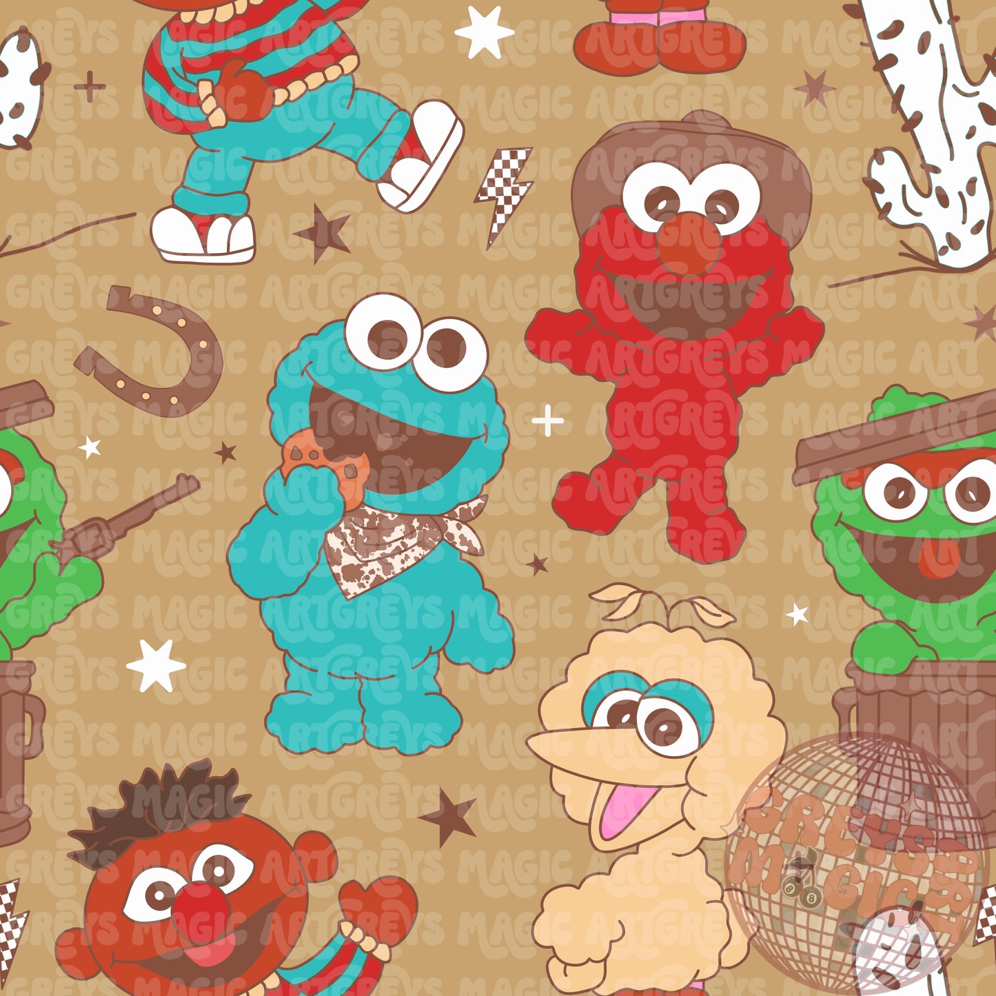 Baby Western Monsters Khaki Seamless File