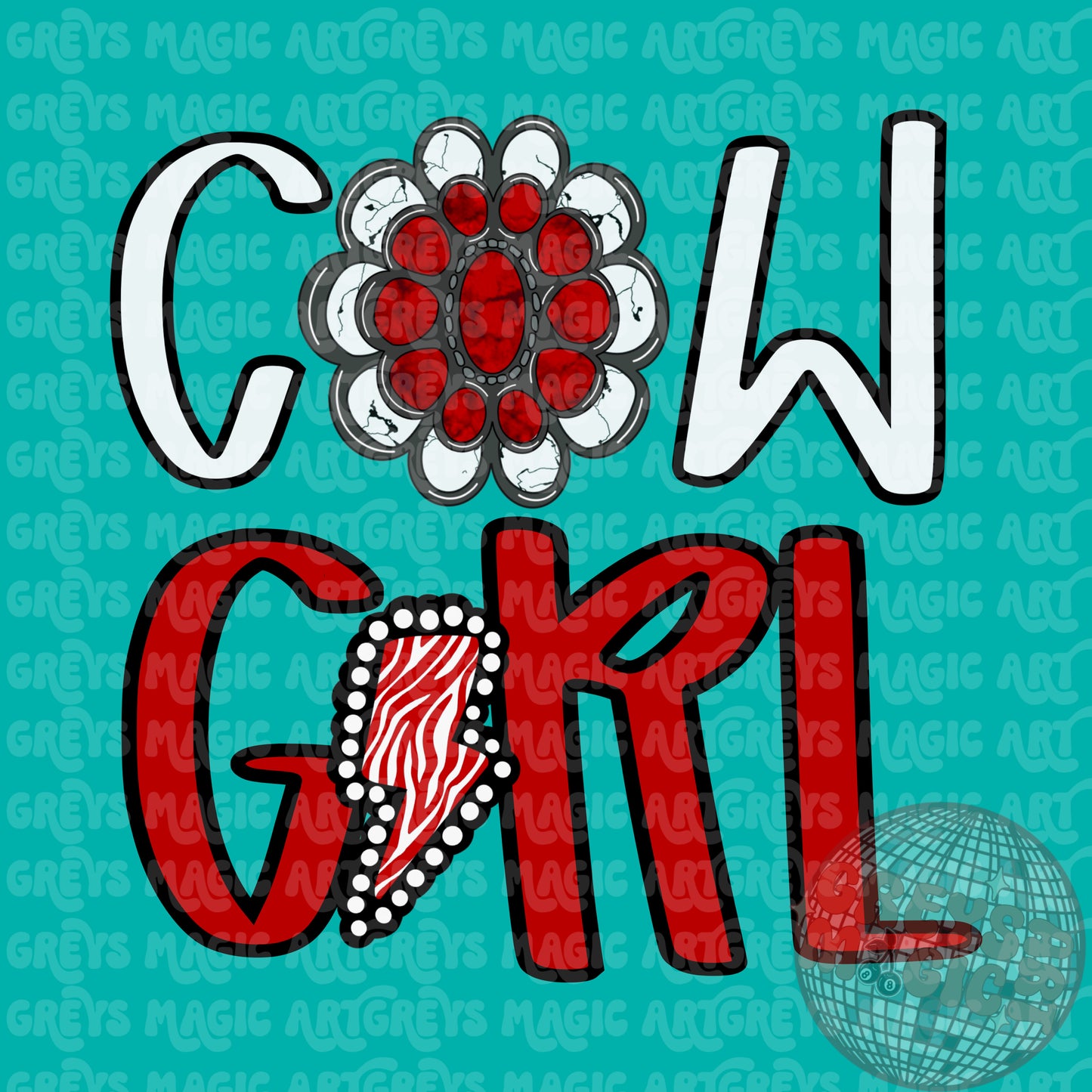 Cowgirl Concho Lightening Bolt PNG