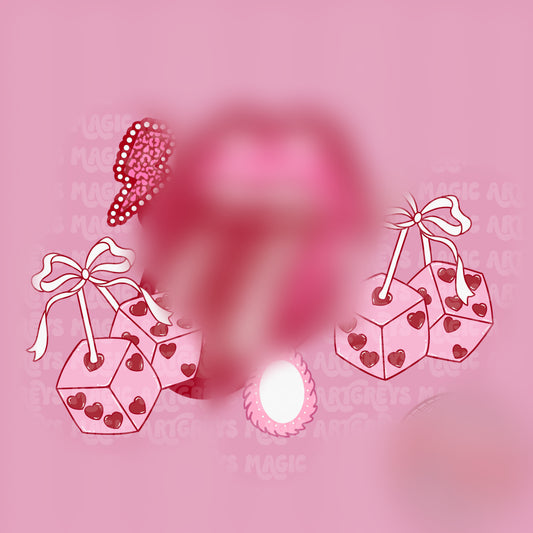 Tongue Valentines Day Dice Concho PNG